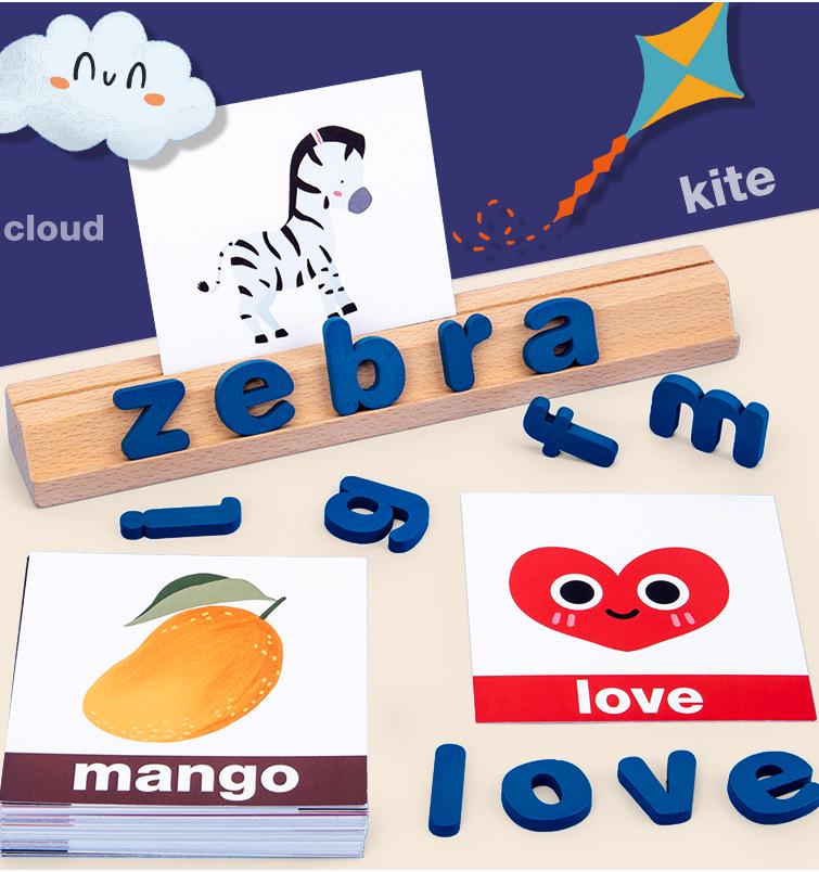 Cross-border Fun Wooden Word Battle Game: 26 Alphabet Matching Blocks Educational Toy