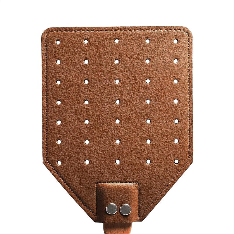 Leather Fly Swatter with 19" Long Wood Handle Sturdy Durable Flyswatter for Indoor and Outdoor Pest Control Rustic Swatter
