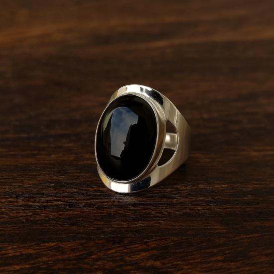 Black Onyx Ring, 925 Sterling Silver, Handmade Men's Heavy Ring, Everyday Wear Jewelry