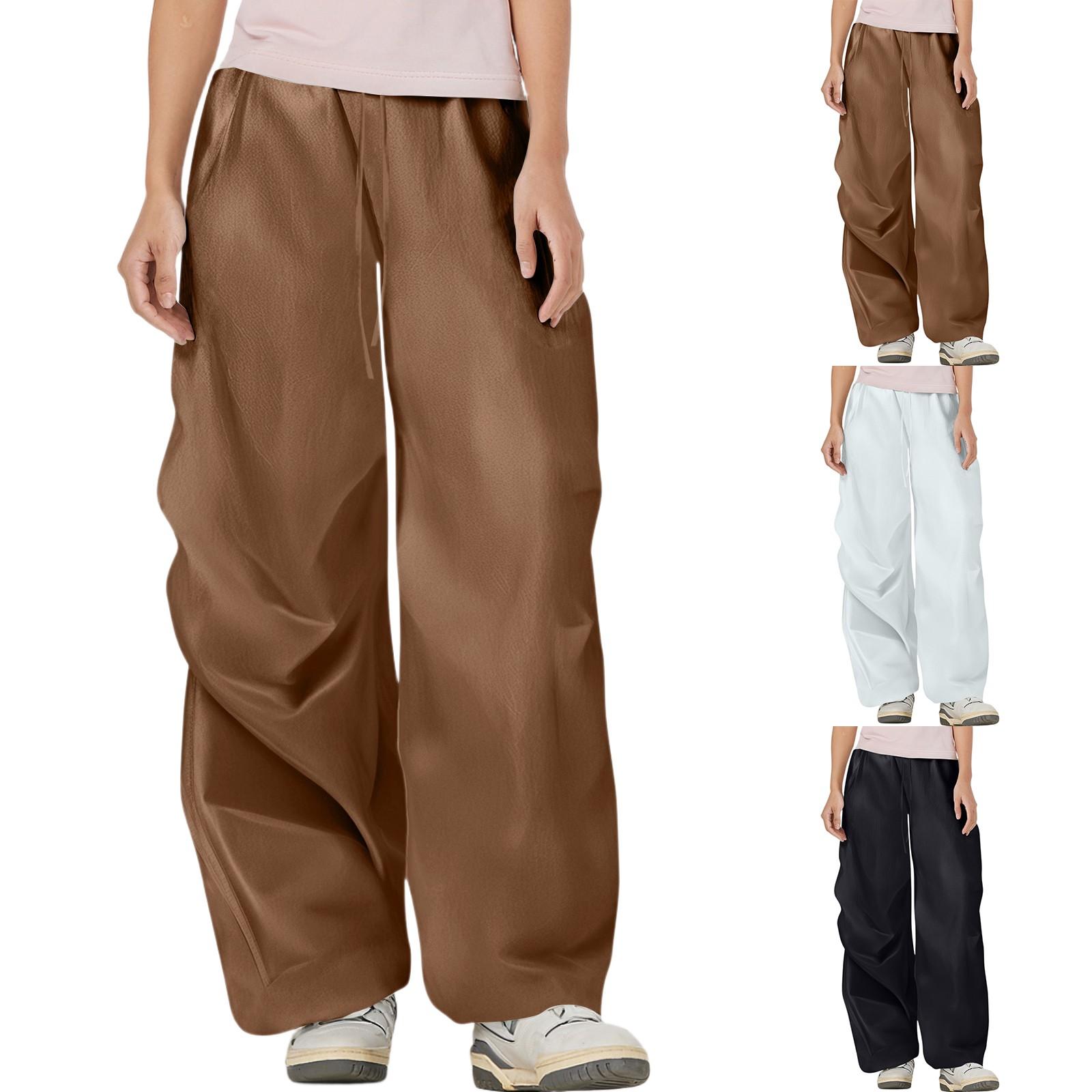 

Women s High Waist Hanging Straight Leg Wide Leg Solid Color Workwear Pants XL білий