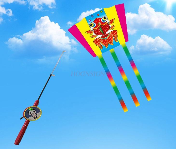 Children'S Handheld Fishing Rod Kite Software Without A Skeleton Small Breeze Easy To Fly Three-Dimensional For Children