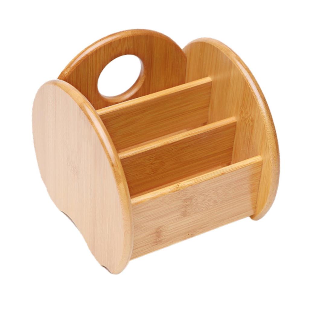 Desktop Compartment Basket Bamboo Desktop Shelf for TV Remotes Home Bedroom