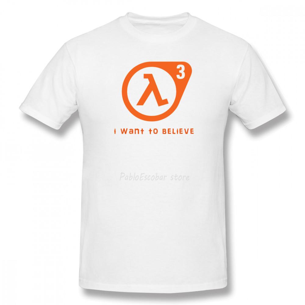 

Футболка Half Life Футболка Half Life 3 Я хочу верить 100% хлопок Милая футболка Базовая XXX с коротким рукавом Мужская футболка S