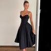 French Style Temperament Women Clothes New Beautiful Sexy V-neck Sling Long Dress Black Waist Hugging Backless Sexy Dresses for Women Women