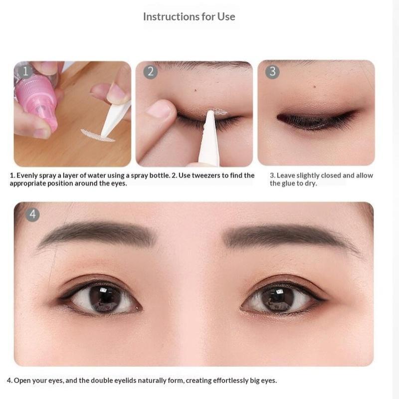 10 Sheets Eyelid Stickers Clear Ultra-Thin Eye Lid Strips With Tweezers Long-Lasting Lace Eyelid Stickers For Natural Big Eye
