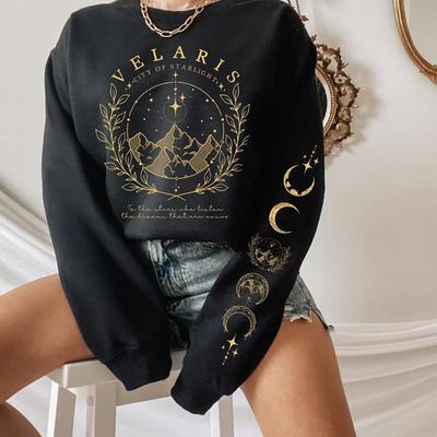 Velaris Women Sweatshirt with Sleeve Print Shirt ACOTAR Merch Sarah J Maas Sweater City of Starlight Pullover Feyres Tattoo Sweatshirt