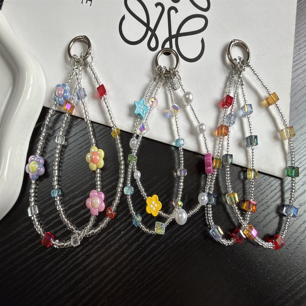 Pvc Colorful Flower Phone Lanyard With Keychain For Women And Men Outdoor Use