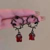 New Punk Gothic Dark Exquisite Thorn Vine Red Rose Blossom Earrings For Women Fashion Jewelry Holiday Party Accessories Gifts