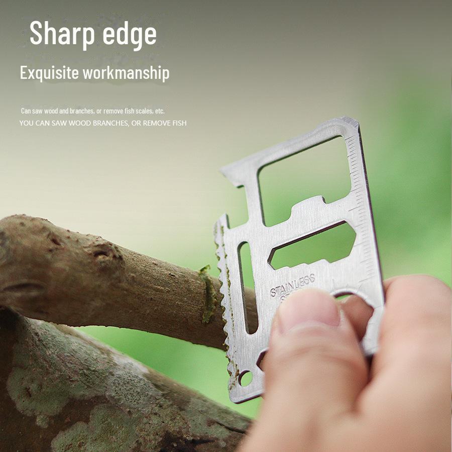 11-in-1 Multifunctional Outdoor Camping Tool Card: Swiss Army Knife Card & Life-Saving Tool