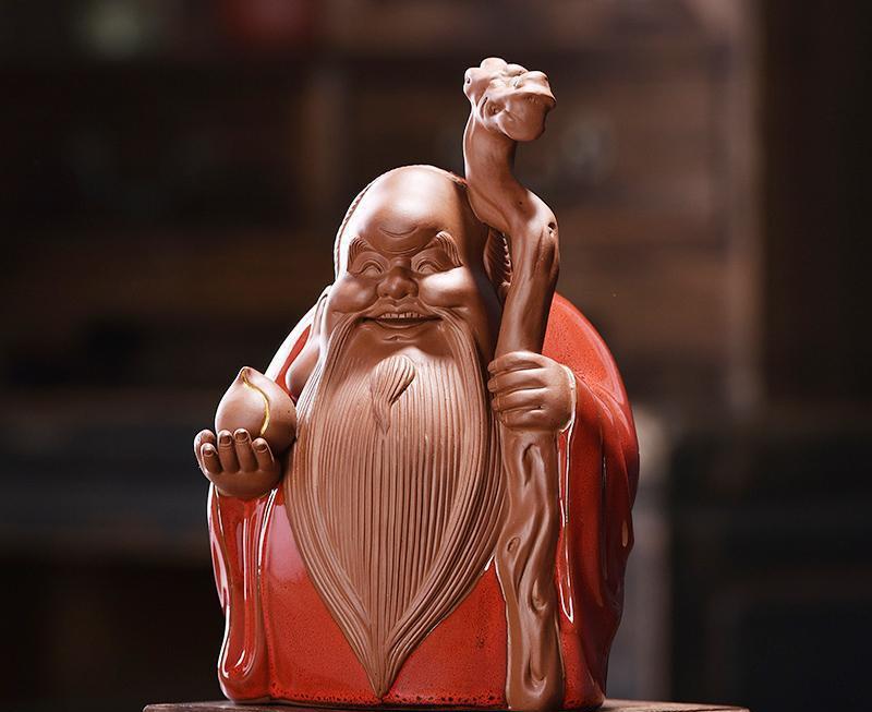 Ceramics Fu-Lu-Changshou Star Sculpture Chinese God of Wealth Home Office Decor Feng Shui Wealth Luck Symbol statue of a figure