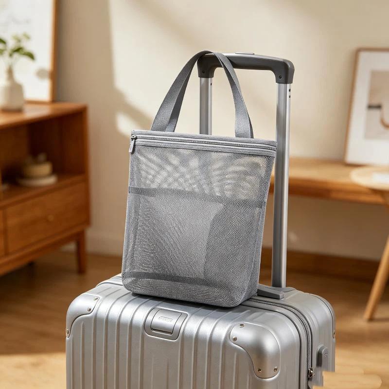 Breathable Mesh Tote With Zipper And Handle Portable Bath Organizer Bag For College Dorm Gym And Travel