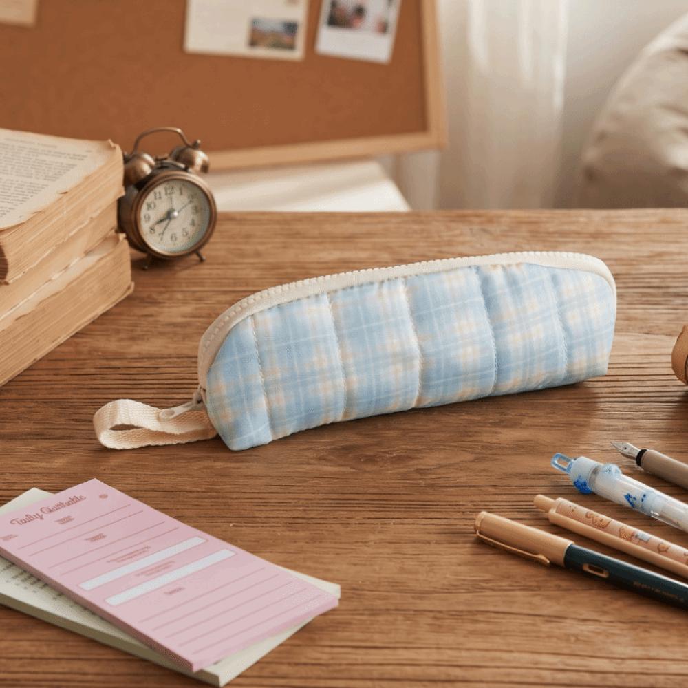 Large Capacity Pencil Bag Lattice Pen Box Cartoon Stationery Bag Students