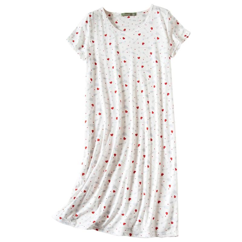 Women Round Neck Short Sleeve Casual Nightdress Printed Loungewear