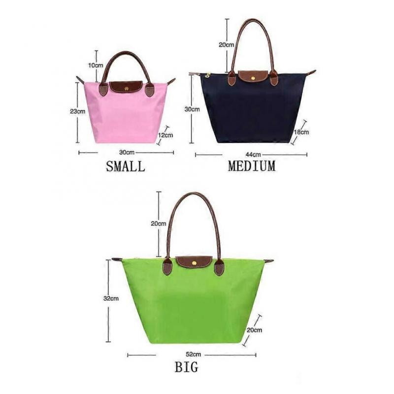 (L(52x32x20cm), Royal Blue) Classic Solid Color Lady Oxford Cloth Shopping Bag Nylon Shoulder Handbag Foldable Storage Bag Women's Waterproof Handbag