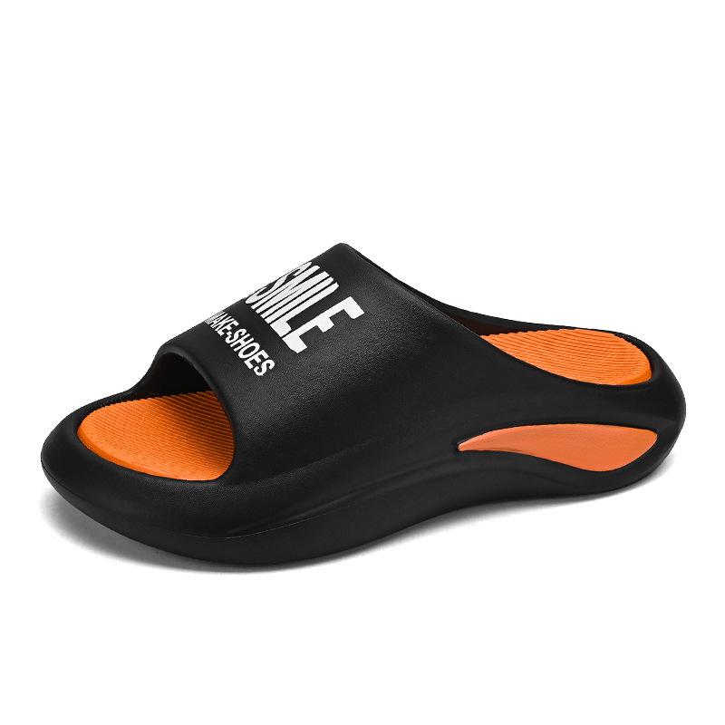 

2025 new thick-bottomed men s slippers trendy student deodorant home indoor sandals one-word slippers 46