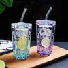 300ml Pentagram Glass Gradient Cup, Covered Cold Drink Cup, Coffee Drink Cup, Water Dispenser (straw Brush Included Upon Order)