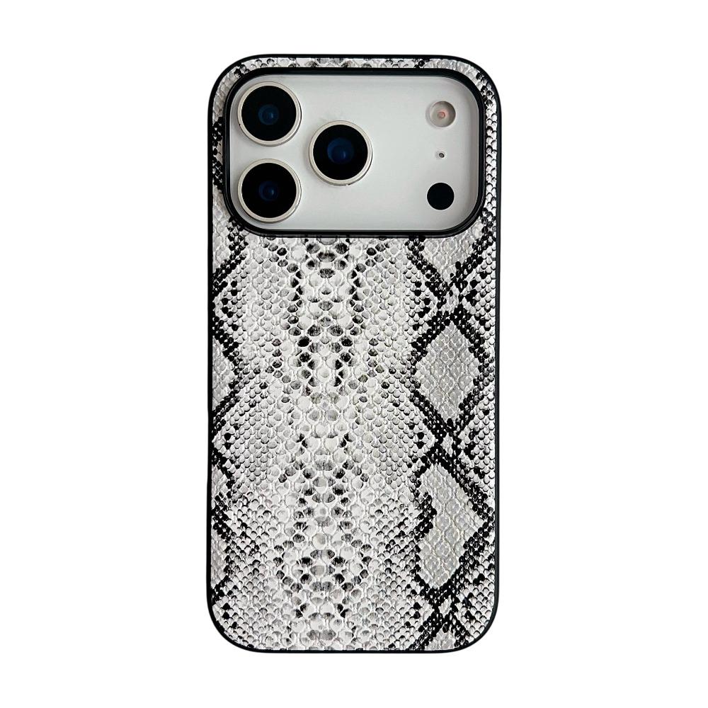 Snake Lichi Pattern Leopard Print PU Leather Case for IPhone 17 Air 16 15 14 Plus Pro Max Shockproof Rugged Protector Back Cover