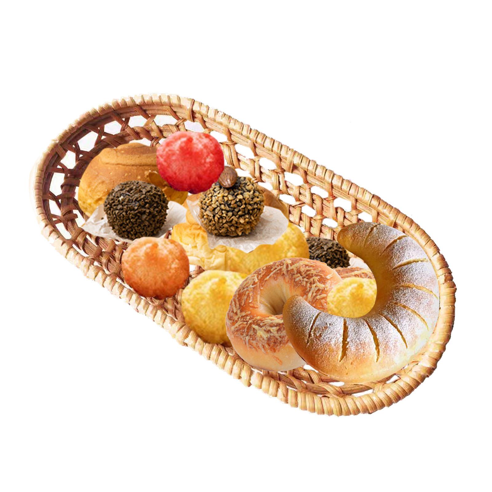 Oval wicker fruit bowl, hand woven rattan fruit baskets, woven wicker storage