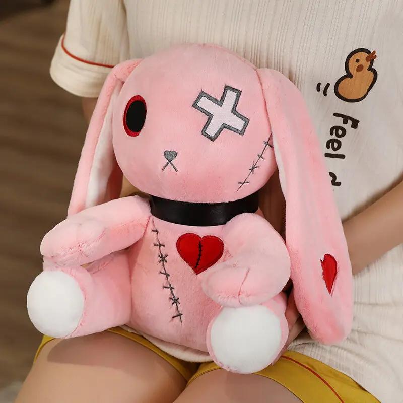 Spooky Gothic Bunny Stuffed Crazy Rabbit Plush Toys, Spooky Gothic Bunny Stuffed Animal Cute Horror Dreadful Bunny Doll
