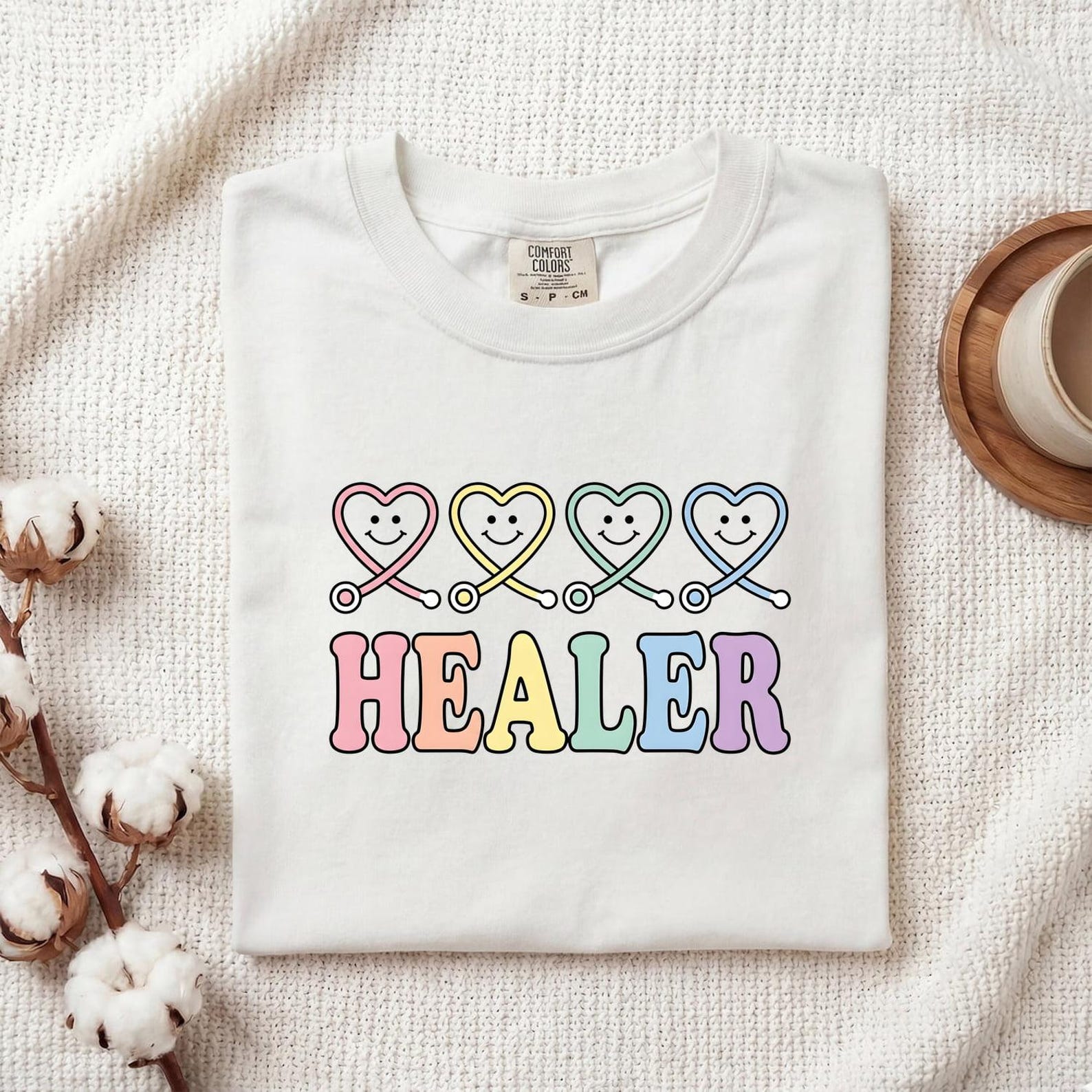 Heart Stethoscope Shirt Nurses Healthcare Gift Women Kawaii Tee Stethoscope T-Shirt Nurse Enthusiast Cute Tshirt Medical Graphic Retro L