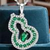 Fine Sterling Silver Luxury Green Purple Zircon Bamboo Chain Necklace for Women