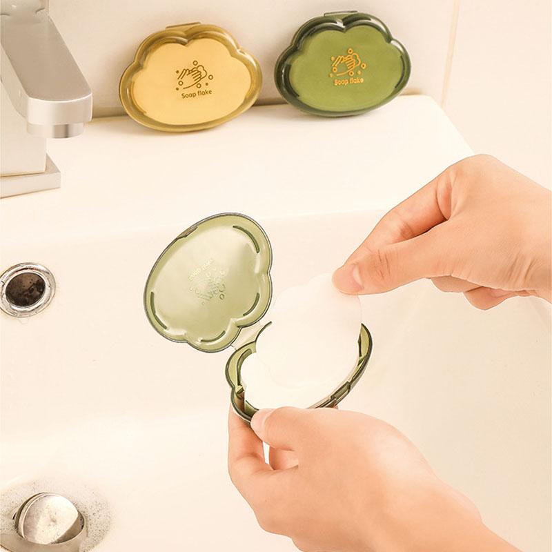 50pcsx5 Outdoor Travel Disposable Soap Tablet Box Soap Paper Portable Hand Washing Tablet Mini Soap Sheet Refill Bathroom Soap R