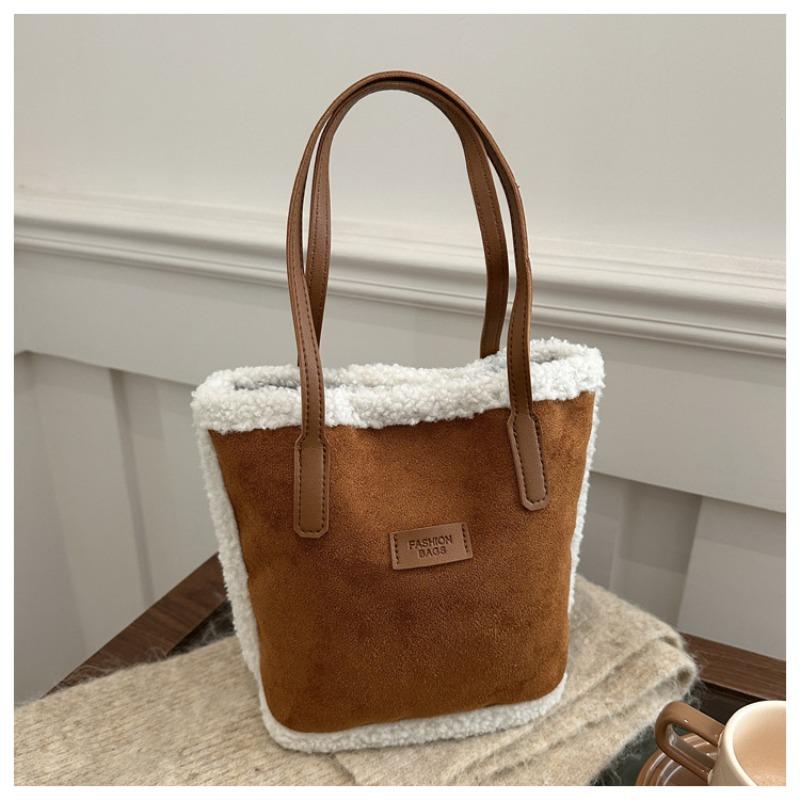 

Зимняя новая сумка-ведро из овечьей шерсти, ретро, легкая, повседневная, для通勤, женская сумка Pendant not included