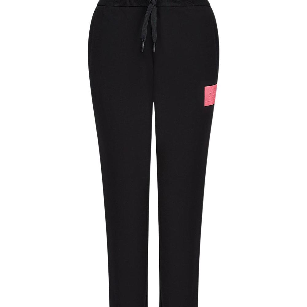 Armani Exchange FW22 Solid Color Straight Leg Drawstring Blended Wool Knit Sweatpants Women Bottoms Black 6LYP75-YJ3NZ-1200
