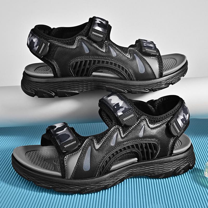 

Модные летние новые классические мужские сандалии для отдыха на открытом воздухе, пляжные праздничные сандалии, легкая мужская обувь, дышащая, для ходьбы, большие размеры 38-46 46 чёрный