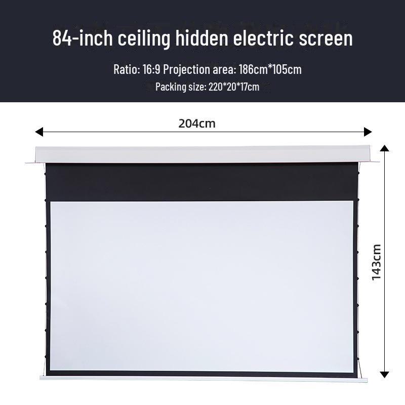 Concealed Ceiling Electric Lifting Projector Screen - High-Definition Pull-Wire Design