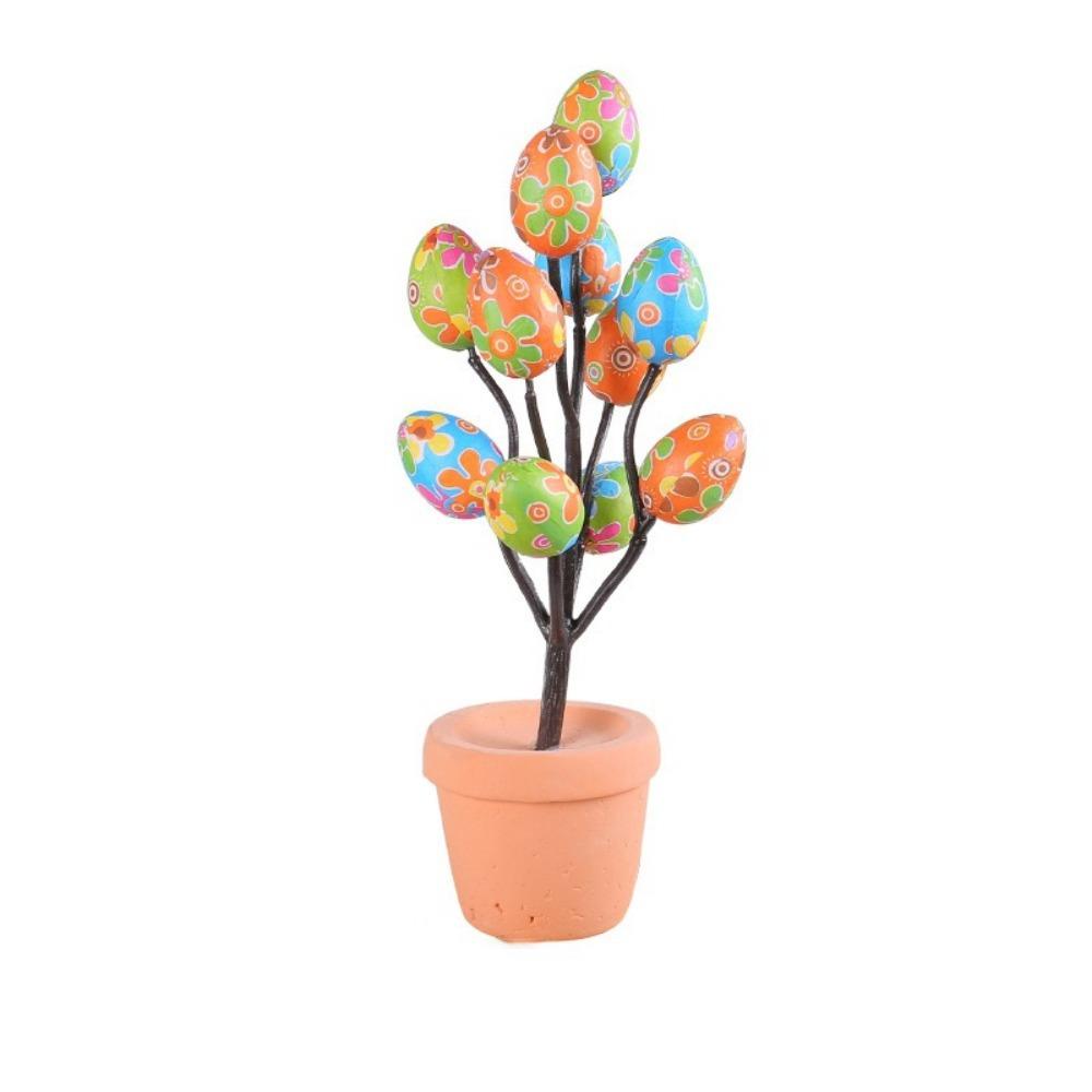 Simulated Eggs Tree Branch Colorful Egg Tree Flowerpot Easter Egg Bonsai  Easter Decoration