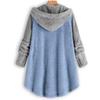 Damen Knopfleiste Plüschtop Colorblock Langarmjacke