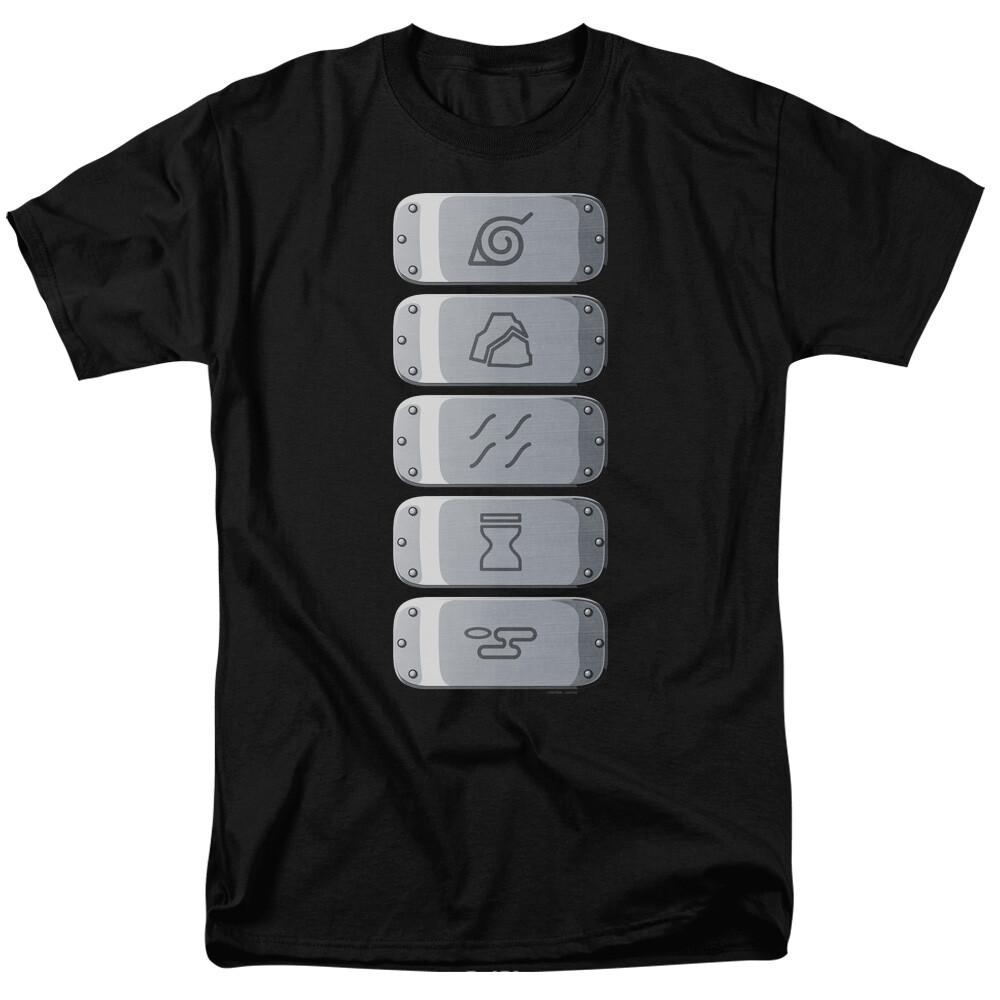 26 Naruto Shippuden Village Headbands T Shirt Mens Licensed Cartoon Merch Black Unisex T-Shirt M