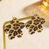 Temperament Leopard Print Geometric Flower Earrings for Women Ladies Vintage Metal Petal Drop Earrings Holiday Jewelry Wholesale