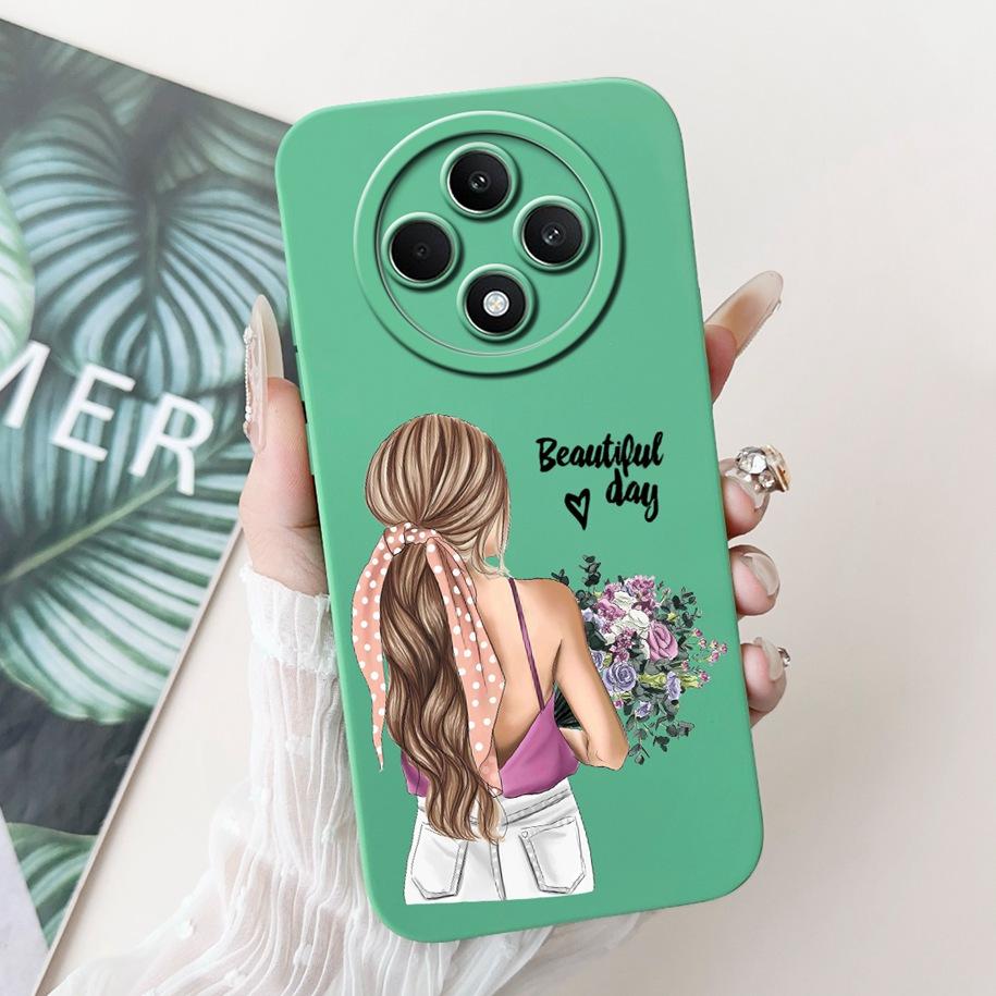 For OPPO Reno 12F 5G Case 2024 Fashion Pretty Girls Soft Liquid Silicone Shockproof Cover For OPPO Reno12 F 4G Reno 12 FS Bumper