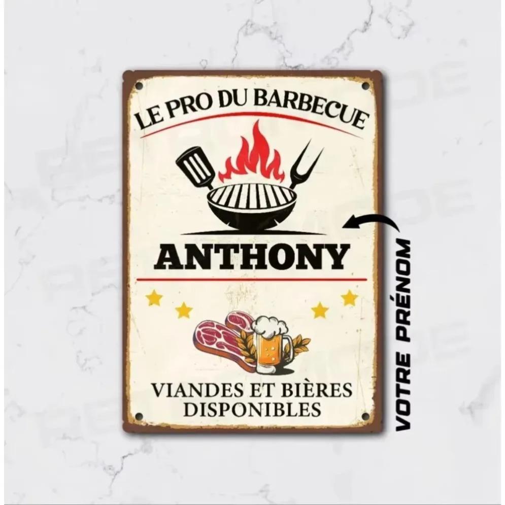 VINTAGEGRILLCRAFTZ Personalized BBQ Plaque – Rustic Vintage Metal Sign Retro Backyard Grill Decor 20x30cm
