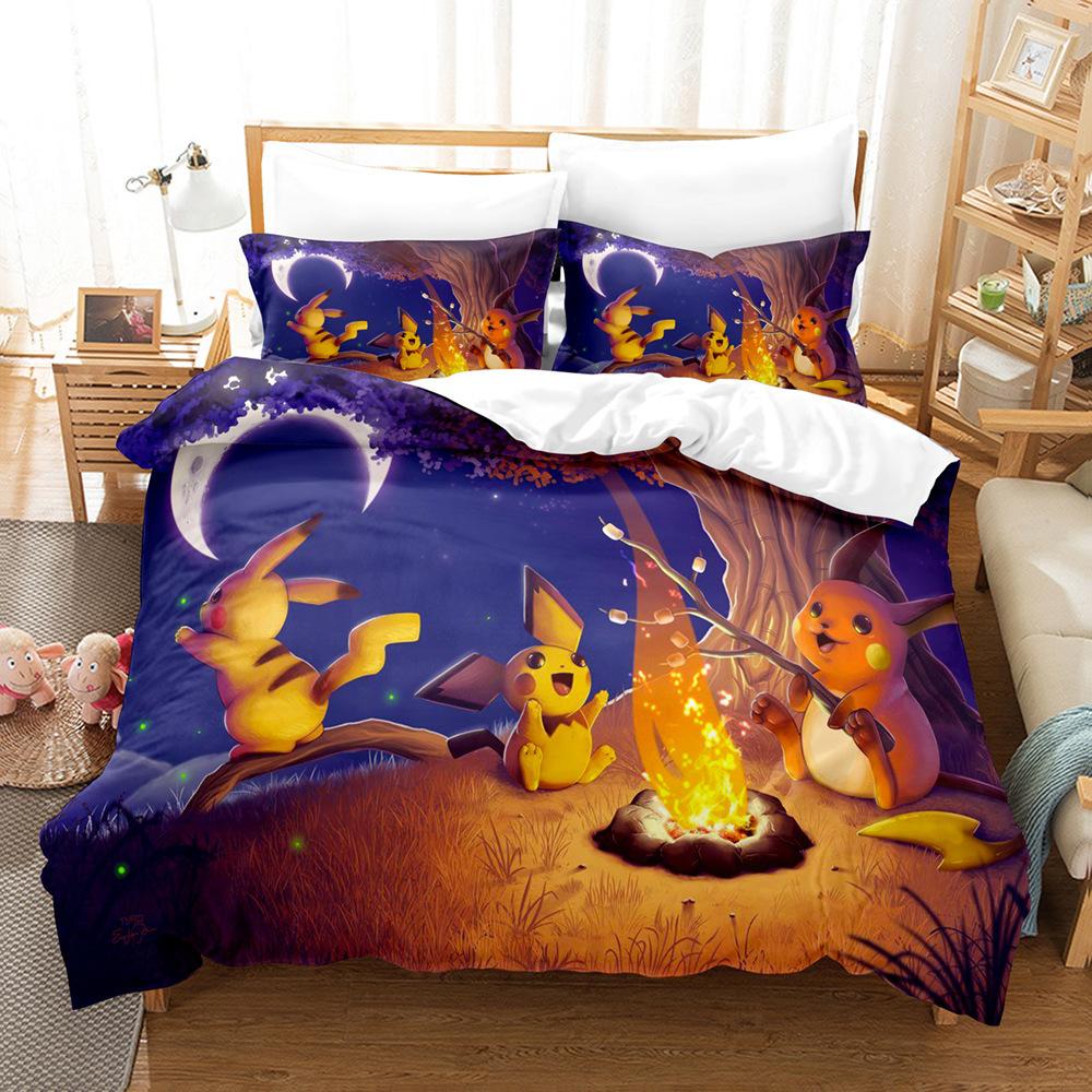 High Definition Animation Digital Baby 3D Digital Printing Three-Piece Quilt Cover Home Textile Bed Sheet Kit
