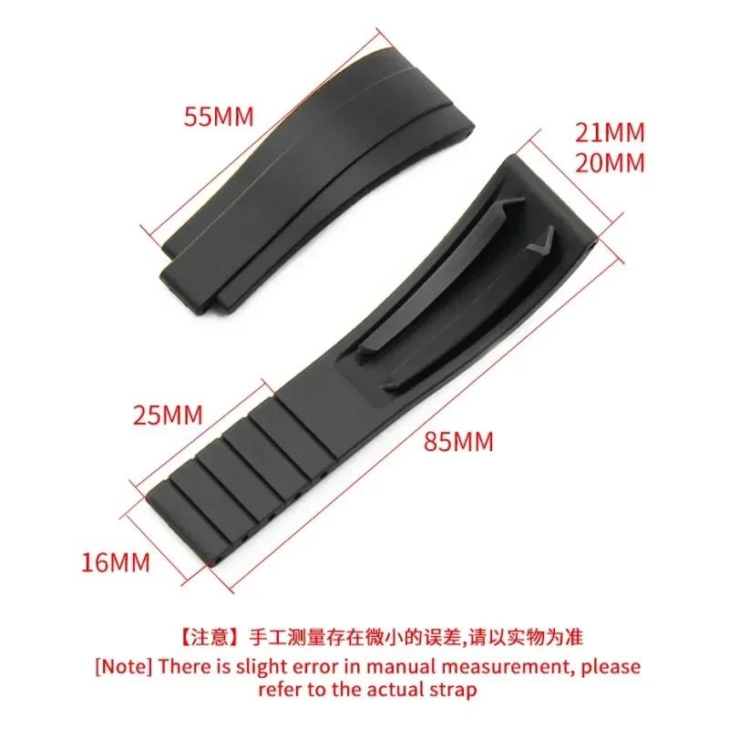 20mm Silicone Strap for Rolex GMT Daytona Submariner Diving Stainless Steel Buckle Men Women Waterproof Rubber Watch Bracelet