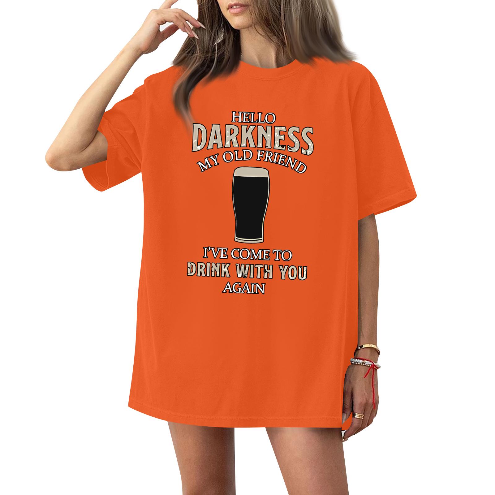 Women s Casual Fashion Round Neck St. Patrick Print Short Sleeve T-Shirt Top L
