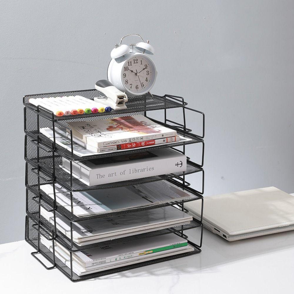 Stackable File Storage Rack Single Layer Magazine Holder Letter Tray Organizer  Home