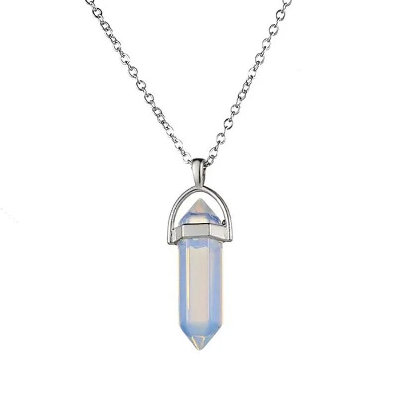 Natural Stone Necklace Hexagonal Pendant Chakra Healing Stone Crystal Jewelry For Women And Men Birthday Gifts