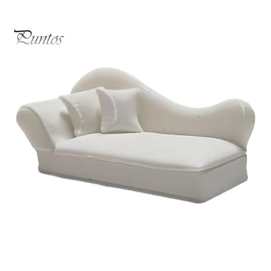 Creative Miniature Gifts 1:12 Scale Dollhouse Sofa with Pillows, European White Blank Furniture Style Simulation Recliner, Photography for Decoration