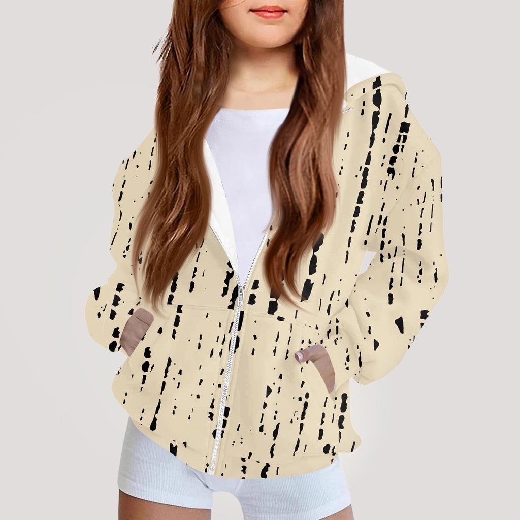 Moda dziecięca Bluza z kapturem z nadrukiem z długim rękawem Dziewczęca kurtka hoodie