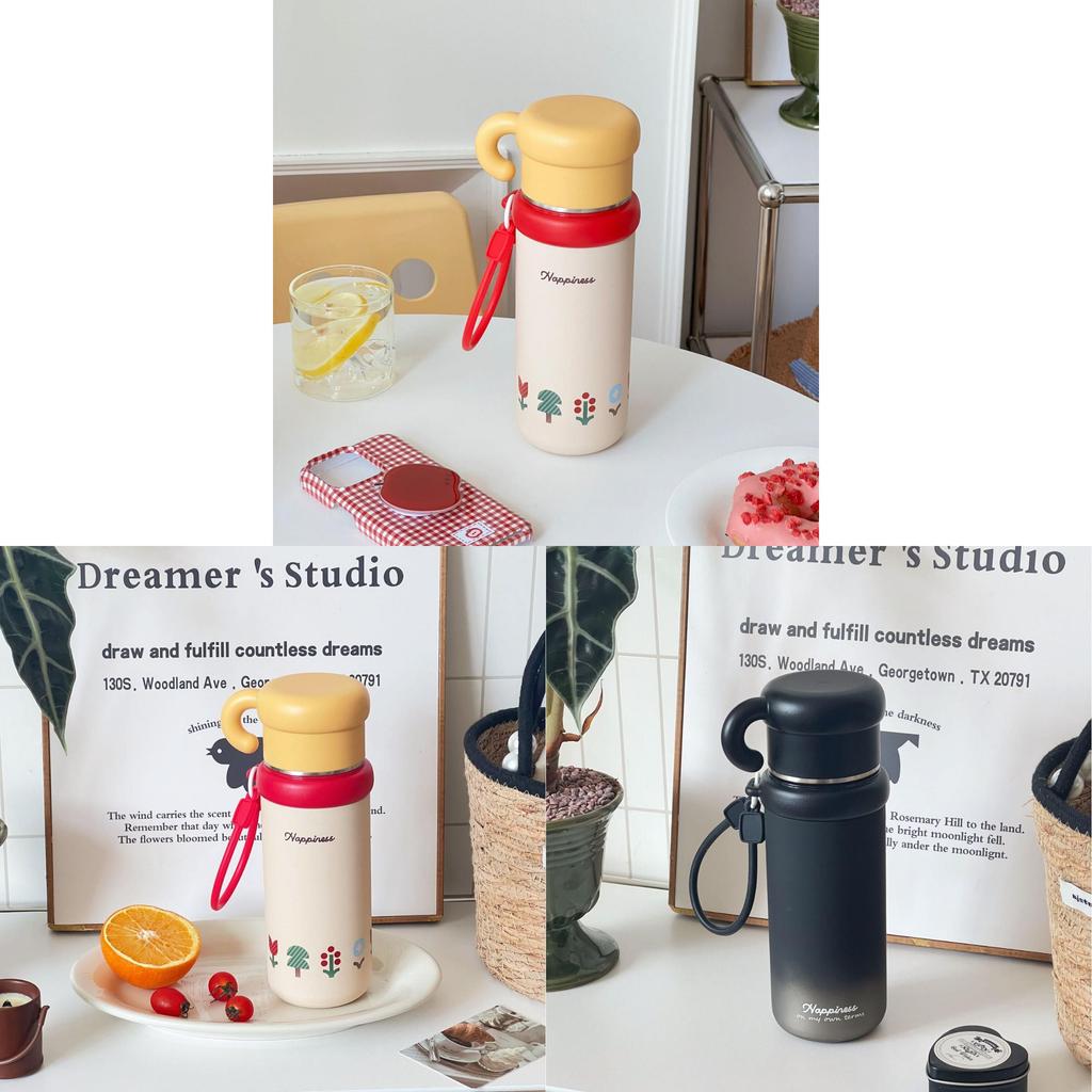 Isolierter Reisebecher mit Tragegurt und Strohhalm für Büro und Außenbereich