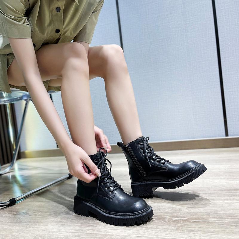 Brown Martin boots women's 2026 new spring and autumn platform short boots winter velvet locomotive boots wear-resistant bottom women's boots