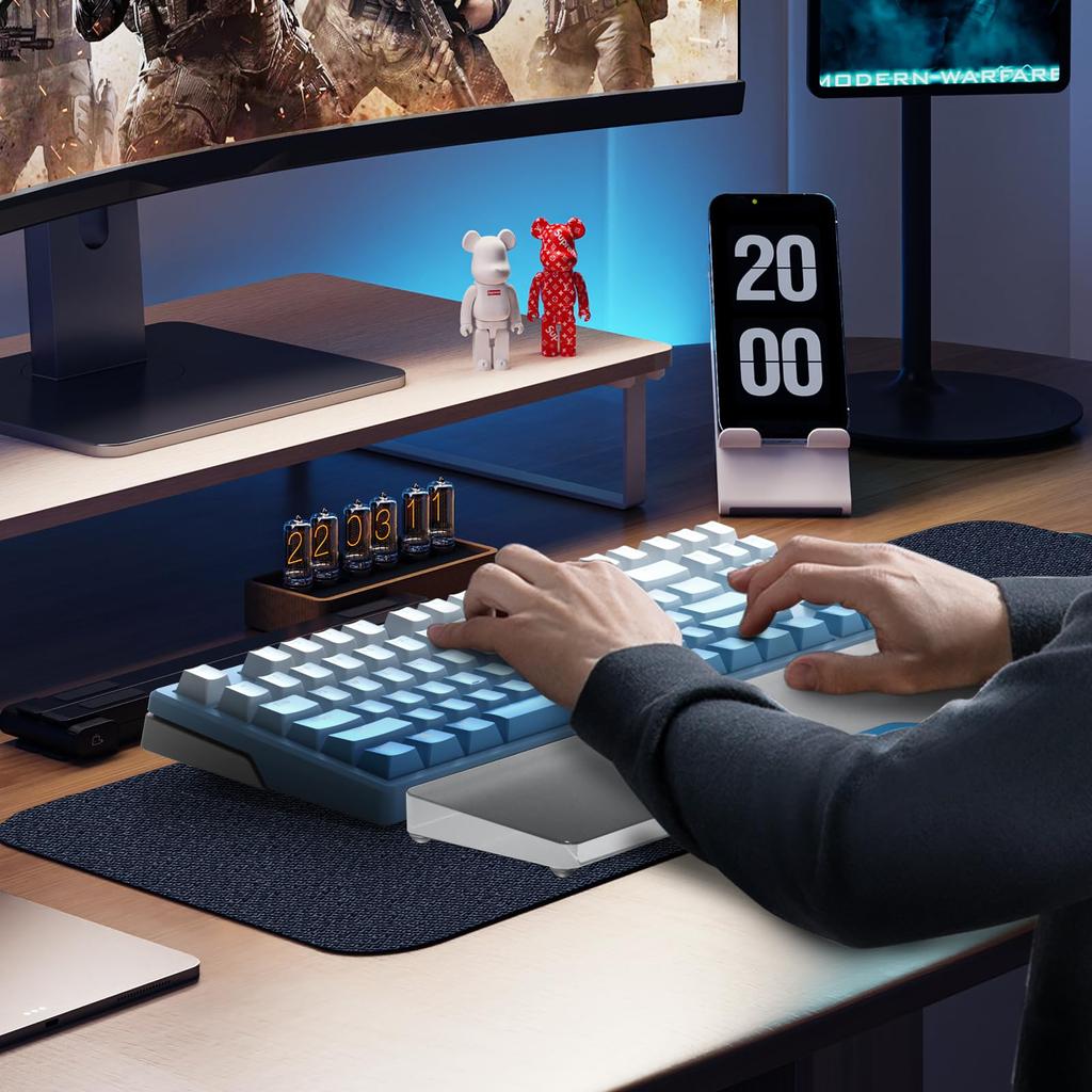 MAMBASNAKE Keyboard Wrist Rest CNC Aluminum Alloy Acrylic 87 Keys Transparent Material Smooth Surface Frosted Design Ergonomically Reducing Fatigue
