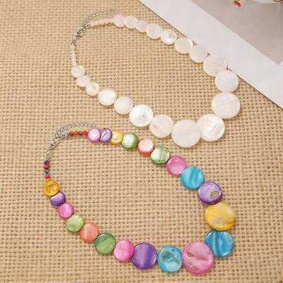 Natural Round Shell Necklace Handmade Simple Personality Versatile Beach Jewelry