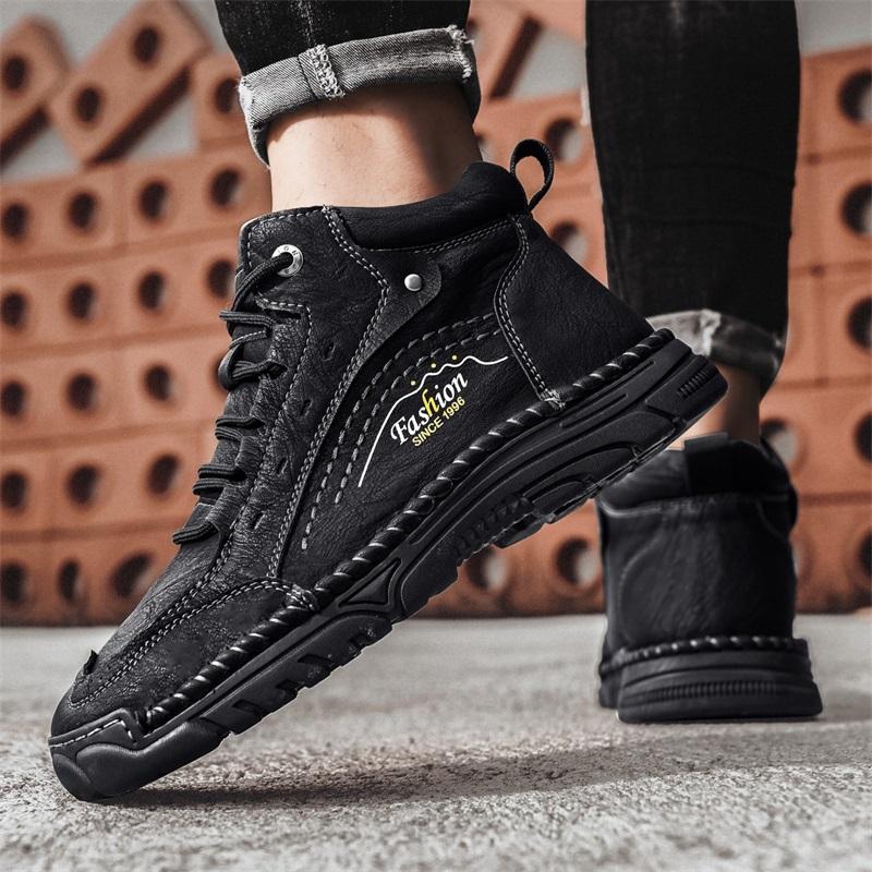 38-48 Men’s Boots High Top Leather Shoes Outdoor Large Size Autumn/winter Handmade Ankle Boots