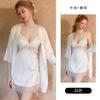 Women's Satin Deep V Push Up Padded Flutter Sleeve Cami Robe Lounge Set