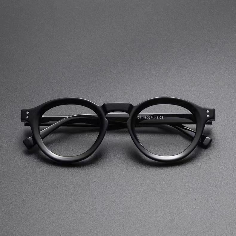 Fashion New Japanese Retro Style Men and Women Vintage Round Frame Glasses Pin Fashion Personalized Flat Mirror